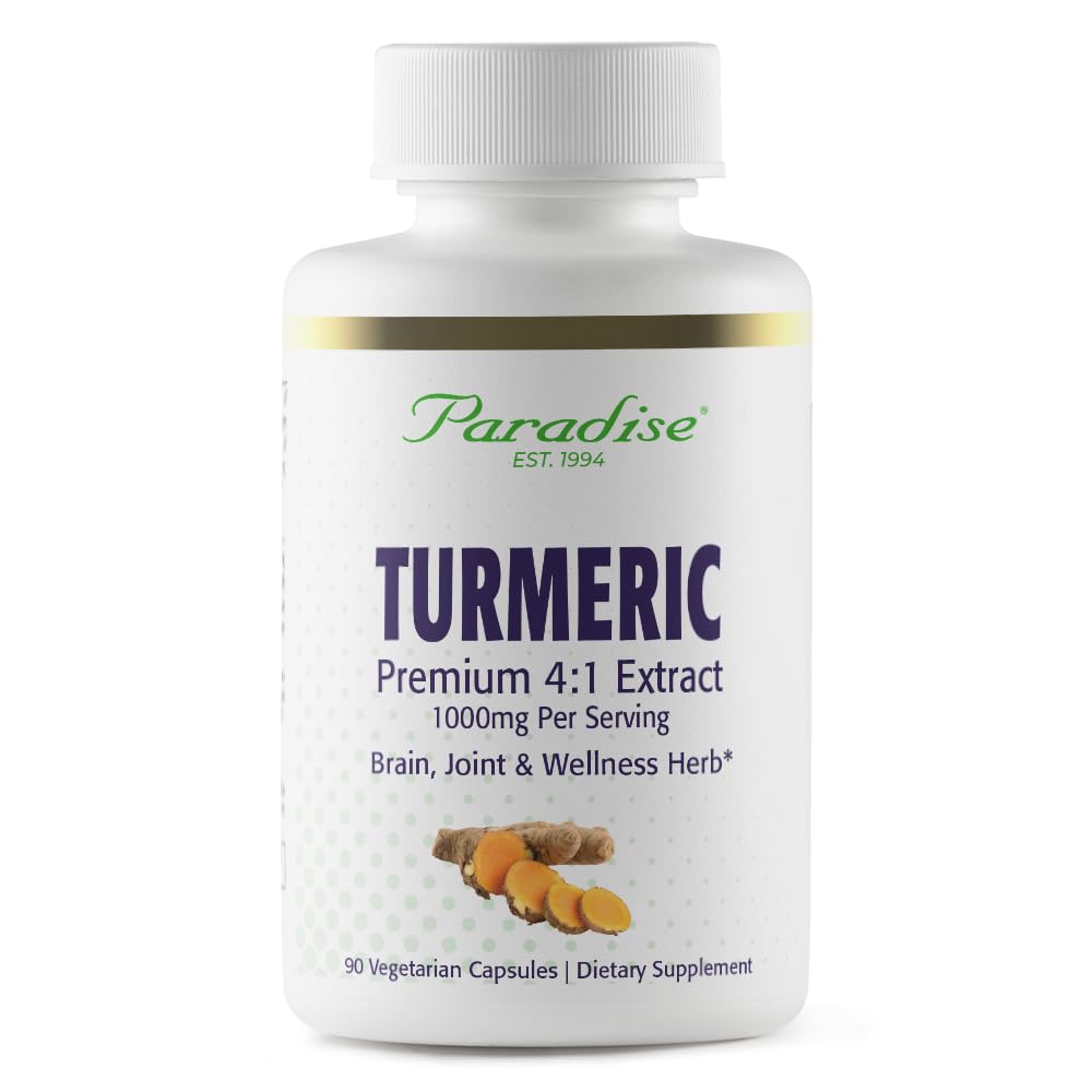 Paradise Herbs Turmeric - 90 Vegetarian Capsules - Premium Turmeric Supplement for Joint & Immune Support