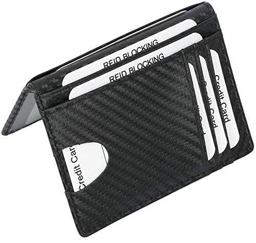 Minimalist RFID Blocking Slim Bifold Wallet - Pure Black