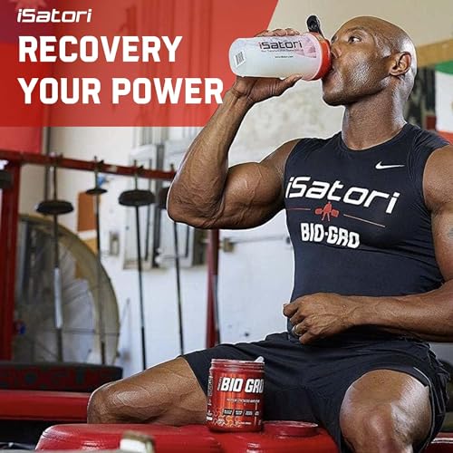 iSatori Classic Blender Bottle 28 oz with Stainless Steel Whisk Ball - Clear Bottle Red Top