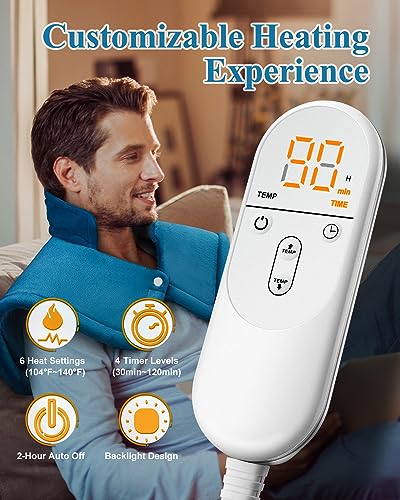Errorless ETRSAIRL Weighted Heating Pad for Neck & Shoulder Pain - Blue