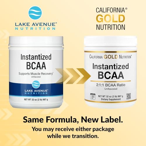 California Gold Nutrition Instantized BCAA Powder, Unflavored, 2 lb (907 g)