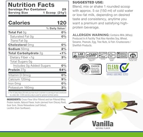 ALLMAX, ISONatural™, Pure Whey Protein Isolate, Vanilla, 2 lbs (907 g)