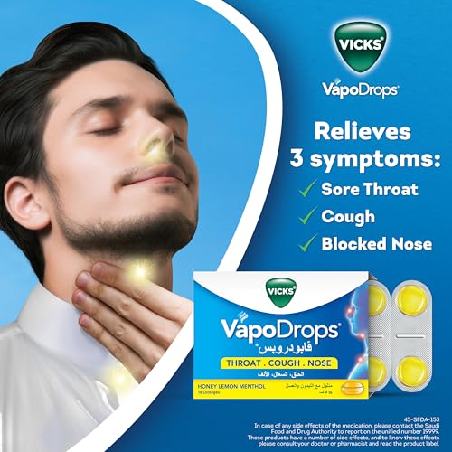 Vicks VapoDrops Cough & Sore Throat Lozenges - Honey Lemon Menthol (16 Count)