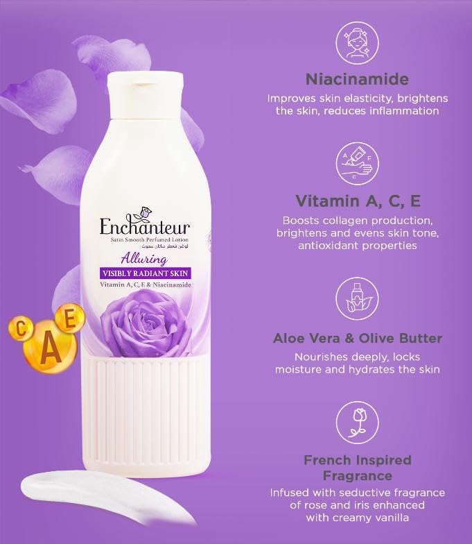Enchanteur Satin Smooth Lotion: Aloe Vera & Olive Butter
