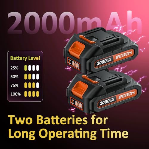 JAGROM Electric String Trimmer Cordless with 2x2.0Ah Battery - 20V Lawn Mower & Edger