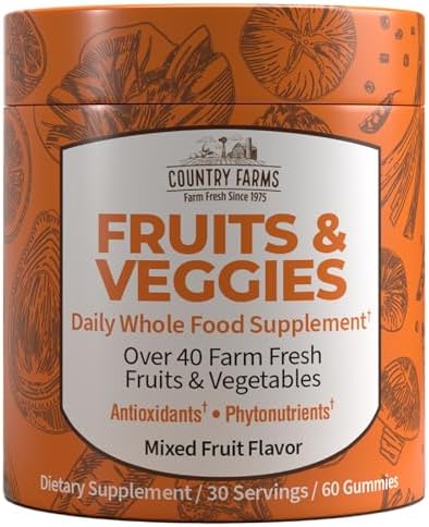 Country Farms, Fruits & Veggies, Daily Whole Food Supplement, Mixed Fruit, 60 Gummies