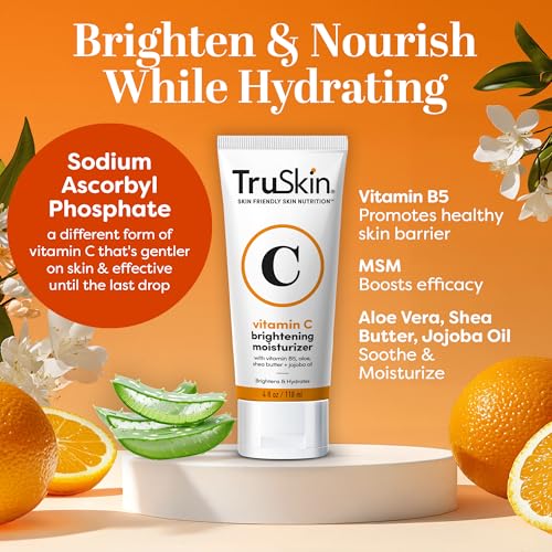 TruSkin Vitamin C Face Moisturizer, Brightening Anti-Aging Cream with Vitamin B5, E, Organic Aloe, 2 fl oz