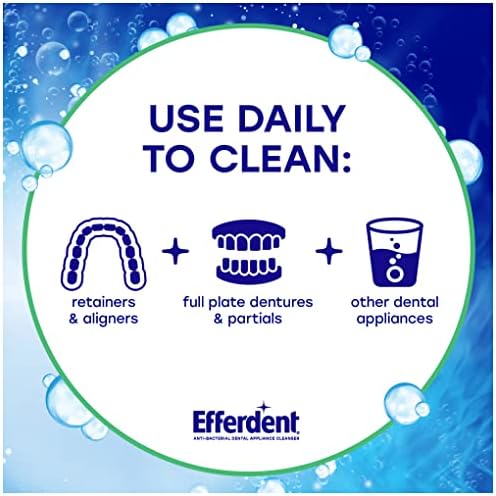 Efferdent Retainer Cleaning Tablets, Denture Cleanser Tablets for Dental Appliances, Fresh & Clean, Minty Fresh, 90 Tablets