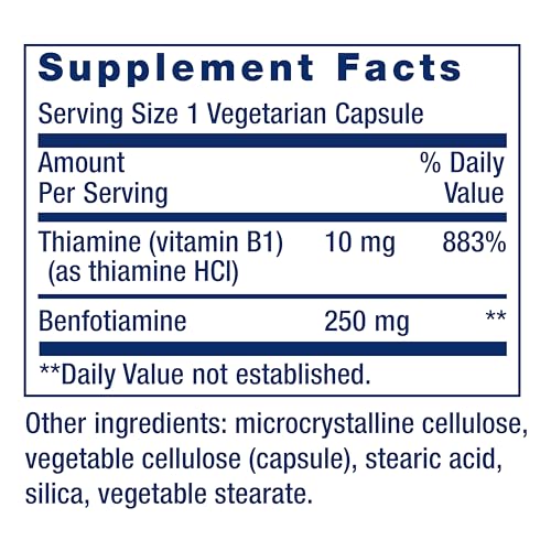 Life Extension Mega Benfotiamine, 250 mg per Capsule - 120 Vegetable Capsules