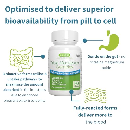 Igennus Triple Magnesium Complex: Glycinate, Taurate & Citrate for Sleep & Stress