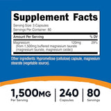 Nutricost Magnesium Taurate 1,500mg - 240 Capsules (80 Servings) - High Potency Vegan Formula