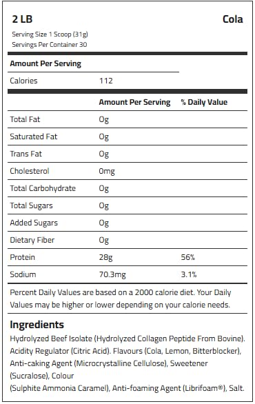 Laperva Iso Triple Zero Beef Clear Protein Powder Cola Citrus 2 LB - Hydrolyzed Protein