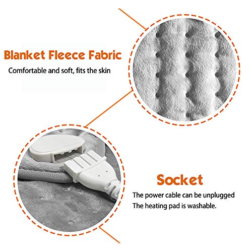 Electric Heating Pad for Muscle Relief - 6 Heat Levels & Auto Shut-Off (Grey)