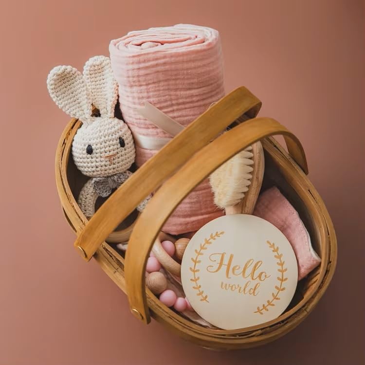 Newborn Baby Gift Set - Essentials, Bath, Blanket & Rattle