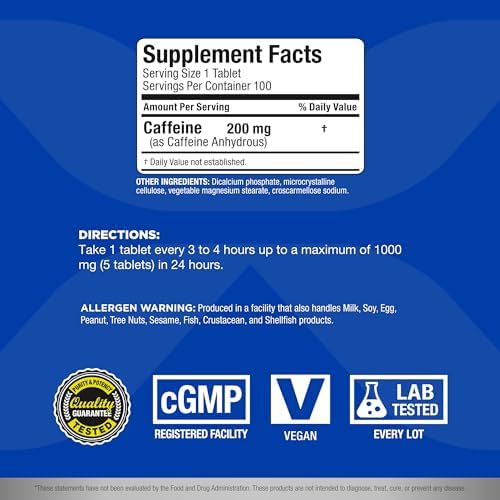 ALLMAX, Essentials, Caffeine, 200 mg, 100 Tablets