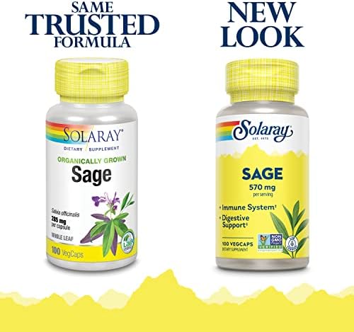 Solaray Organic Sage: 100 VegCaps for Digestive & Cognitive Support