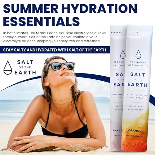 Salt of the Earth Premium Zero-Sugar Electrolyte - Pink Himalayan Salt Hydration Powder Packets | Keto & Paleo Friendly | 30 Sticks, Pink Lemonade