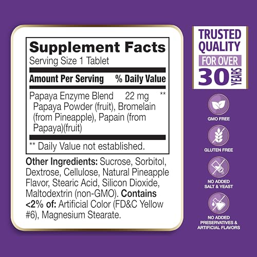 21st Century Papaya Enzyme - 100 Chewable Tablets | Digestive Support & Natural Enzymes