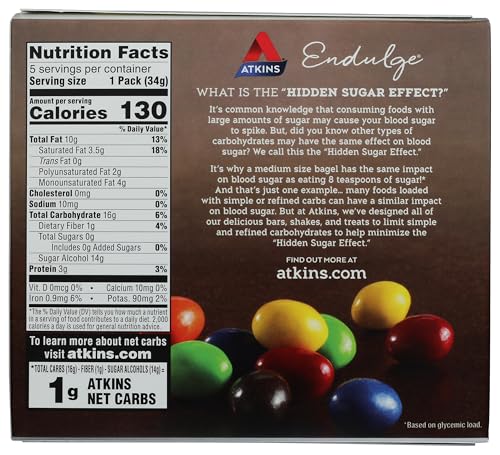 Atkins Chocolate Peanut Candies - 60 Count Bulk Pack (1.2 oz Bags, 5 Count, Pack of 12)