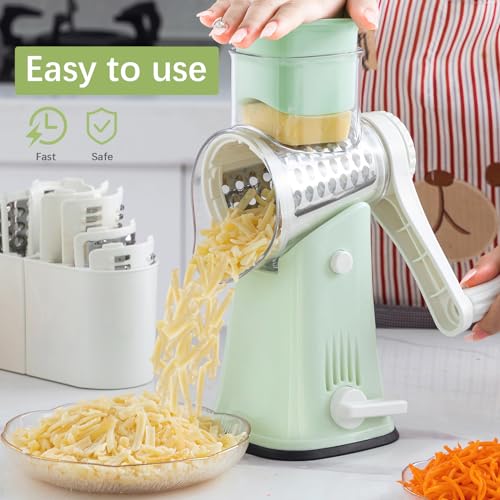 VEKAYA 5-in-1 Rotary Cheese Grater & Vegetable Shredder with Storage Box