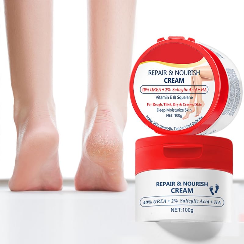 40% Urea Cream for Dry Foot & Cracked Heels - Moisturizing Repair with Hyaluronic Acid & Salicylic Acid
