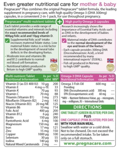 Pregnacare Plus Omega 3 - Vitabiotics Prenatal Supplement with DHA, 56 tablets