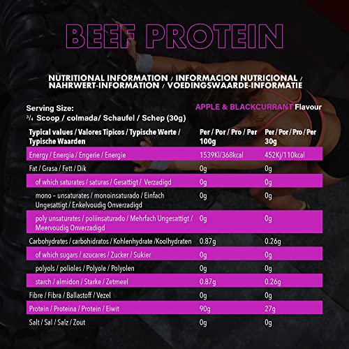 NXT Nutrition Beef Protein Isolate 540g Apple & Blackcurrant - High Protein Dairy-Free