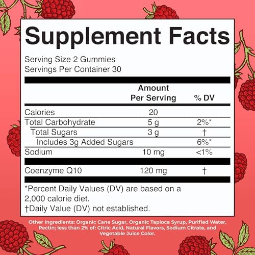 MaryRuth Organics Vegan CoQ10 Raspberry Gummies - Antioxidant & Energy Support