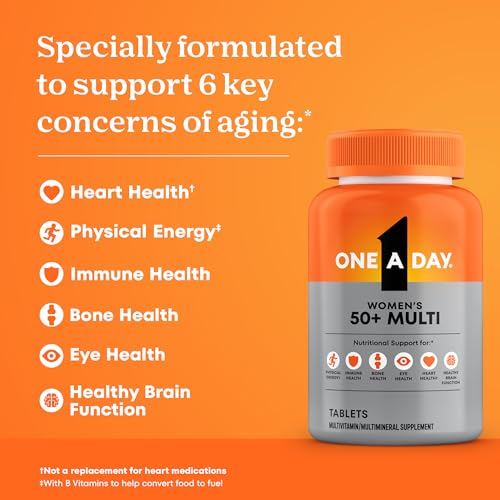 One A Day Women’s 50+ Multivitamin, 200 Tablets, Immune, Calcium, Iron & More, Excellent for Older Adults