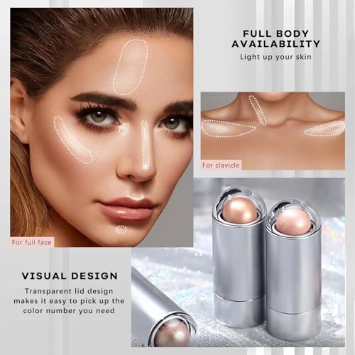 2 Pack Highlighter Stick Makeup - Non-greasy and Water-resistant Face Contouring Pen