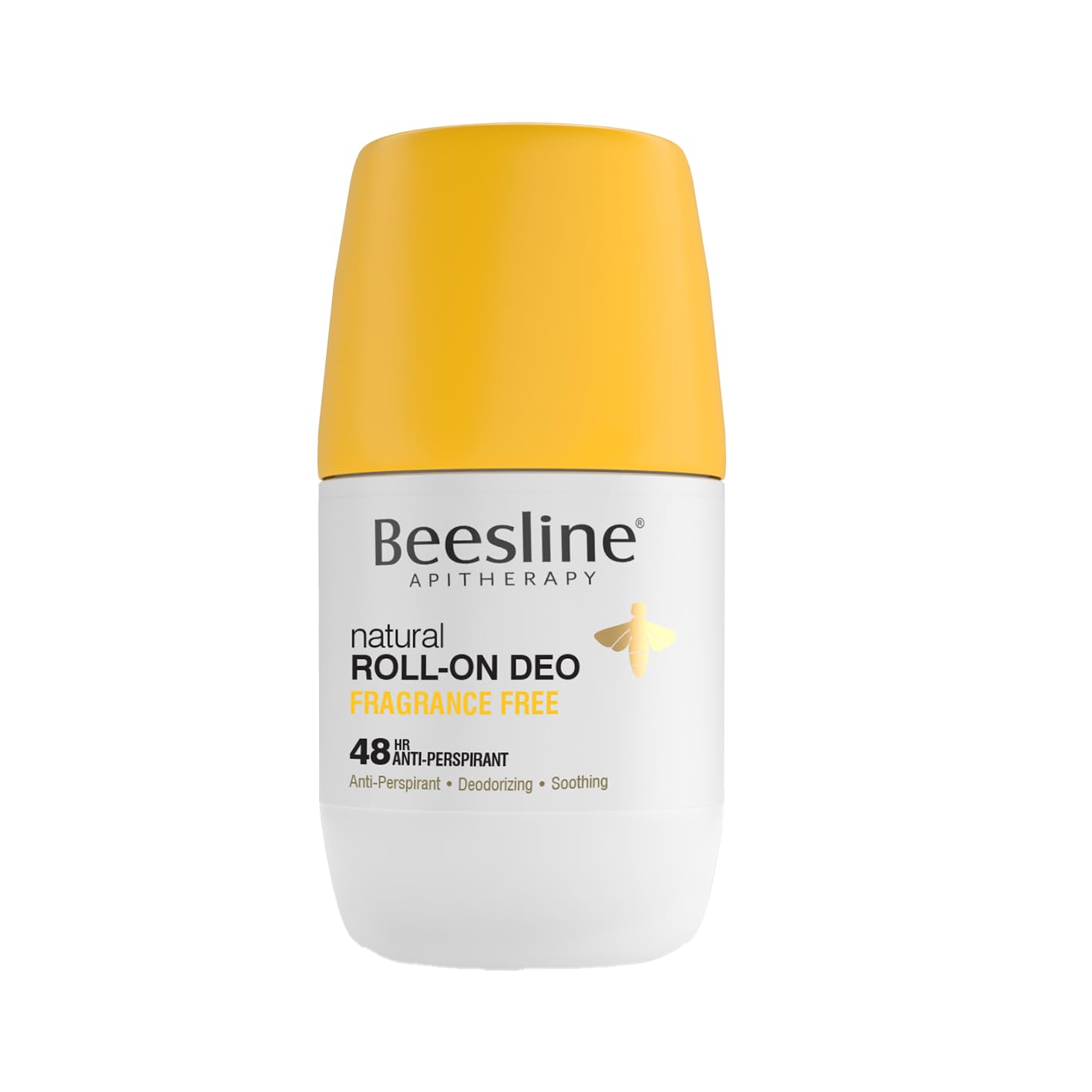 Beeesline Roll-On Deodorant - Sensitive Skin Safe, Fragrance-Free, 48H Natural Protection with Alum Crystal, 50ml