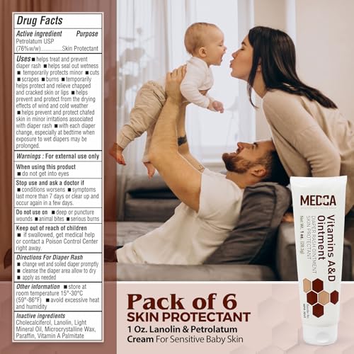 MEDca Vitamin A & D Diaper Rash Ointment 4oz - Lanolin & Petrolatum Formula