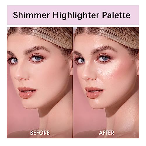 4 Colors Highlighter Palette - Glitter Brighten Highlighter for All Skin Tones