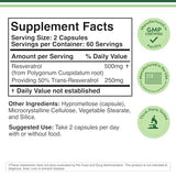 Natural Resveratrol 500mg - 120 Capsules from Polygonum Root for Anti-Aging
