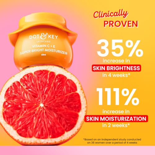 Dot & Key Vitamin C + E Sorbet Super Bright Moisturizer for Face - Oil Free Lightweight Face Cream for Glowing Skin - Reduces Dullness - 25ml