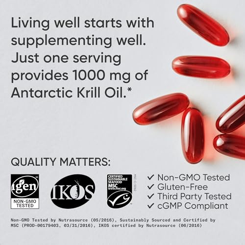 Sports Research Antarctic Krill Oil 1000 mg with Astaxanthin - 60 Softgels