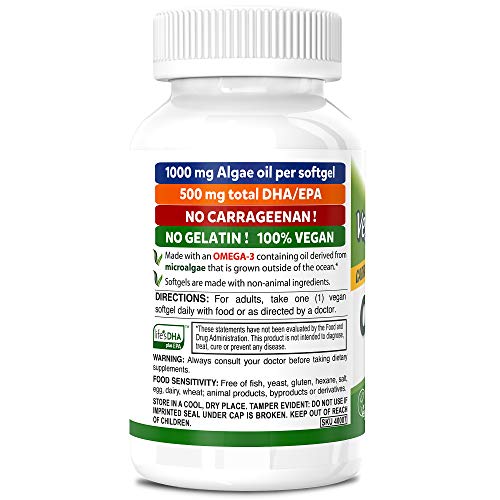 Deva Vegan Algae Oil Omega-3 DHA EPA Supplement 500 MG - 60 Softgels