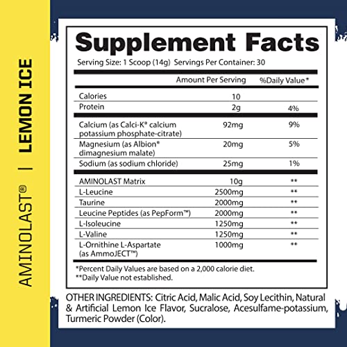 Gaspari Nutrition Aminolast Recovery & Endurance BCAA Superfuel Lemon Ice 14.8 oz (420 g) - BCAA Recovery Formula