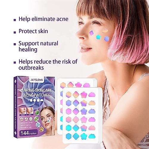 Acne Patches with Natural Green Algae Extract & Tea Tree Oil - Hydrocolloid Pimple Patches for Face, 144 Dots