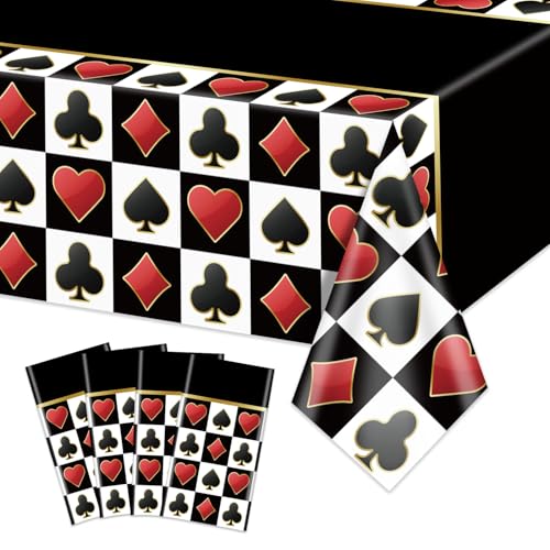 4 Pcs Black Casino Poker Tablecloths (Rectangular)