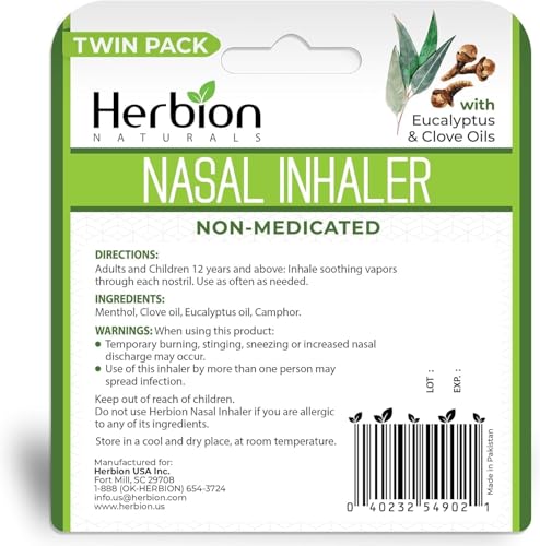 Herbion Naturals Non-Medicated Nasal Inhaler - Fast Congestion Relief