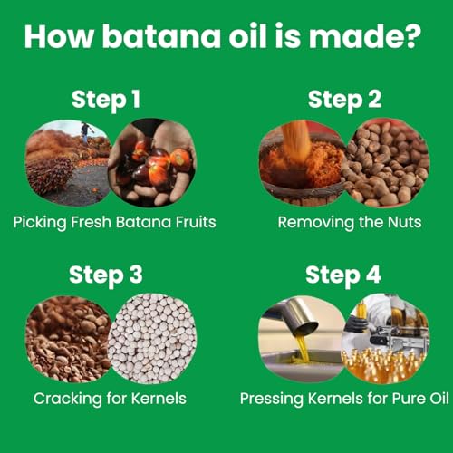 100% Pure Batana Oil for Hair Growth – Thickens & Strengthens Hair – Deeply Moisturizing Hair Oil – 4 FL OZ – Unrefined & Cold-Pressed