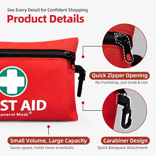 General Medi Mini First Aid Kit – 110-Piece Emergency Kit with Foil Blanket & Scissors