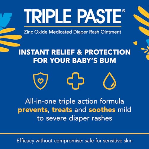 Triple Paste Diaper Rash Cream with Zinc Oxide - 8 Oz - Soothes and Prevents Diaper Rash