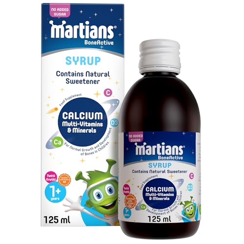 Martians BoneActive Calcium, Multivitamins & Minerals Syrup for Children 1+ Years | Tutti Frutti Flavour | 125ml