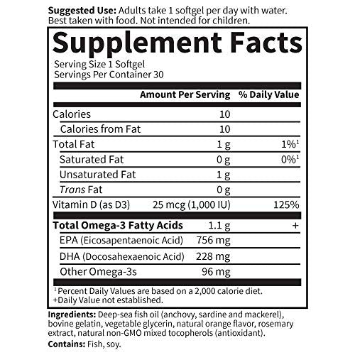 Minami Nutrition Platinum Omega-3 Fish Oil - Ultimate Once Daily, Orange Flavor, 30 Softgels