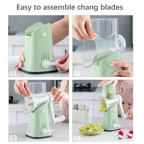 VEKAYA 5-in-1 Rotary Cheese Grater & Vegetable Shredder with Storage Box