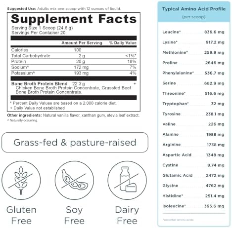 Ancient Nutrition Bone Broth Protein - Vanilla - Supports Gut Health & Muscle Recovery