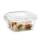 BOROSIL KLIP-N-STORE 520ML Square Glass Food Storage Container with Airtight Lid