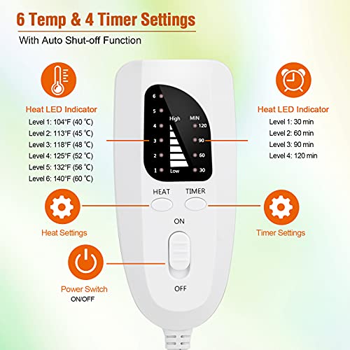 Faylor Electric Heating Pad for Back, Neck & Shoulder Pain Relief (12"x24")